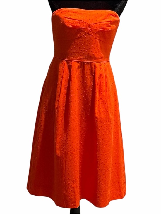 J. Crew Dresses & Skirts - J.Crew Orange Swiss Dot Strapless Cotton Dress Size 2